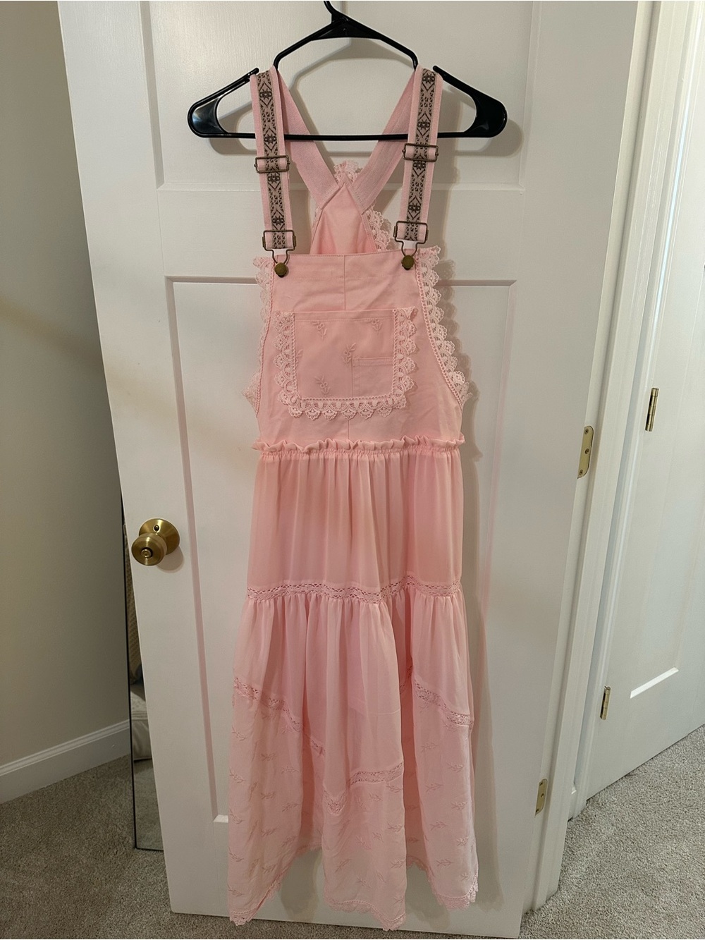 Pink Lace overall  Maxi Dress - like new